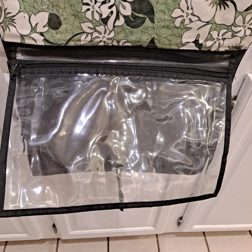 Celebrity Floral Trifold Heavy Duty Hanging Makeup Organizer with Black Trim